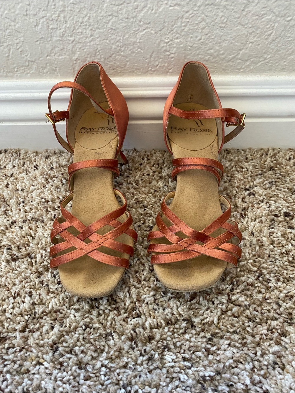 Ray Rose Women's Kalahari Dark Tan Satin Latin Dance Ballroom Shoes Size US 4